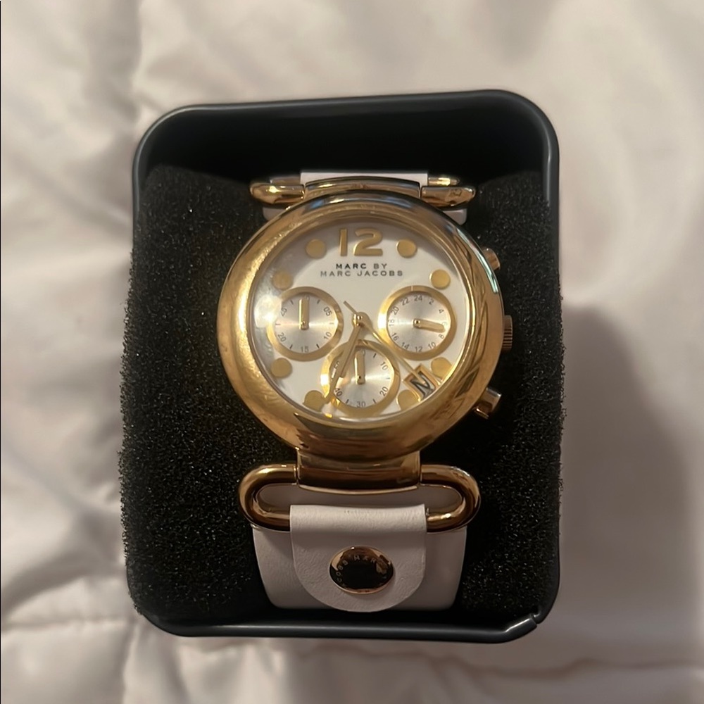 Marc Jacobs Gold and White Chronograph Watch